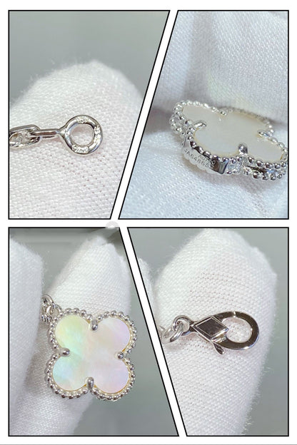 Lume Jewelry クローバー5モチーフ ホワイトマザーオブパール シルバーブレスレット
