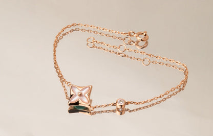 『Lume Jewelry』スターピンクMOP 1ダイヤモンドピンクゴールドネックレス