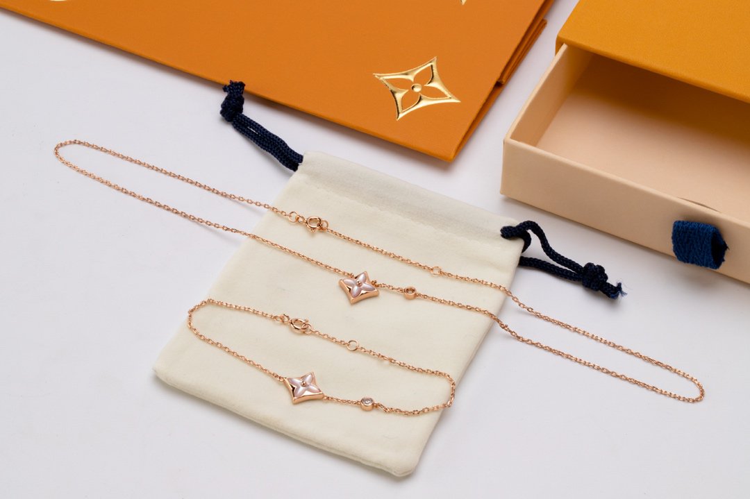 『Lume Jewelry』スターピンクMOP 1ダイヤモンドピンクゴールドネックレス