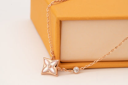 『Lume Jewelry』スターピンクMOP 1ダイヤモンドピンクゴールドネックレス