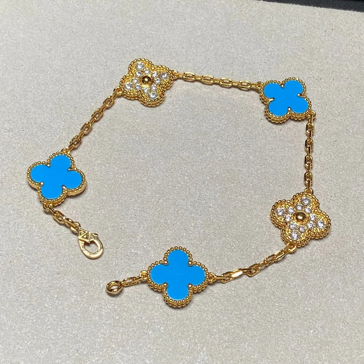 [Lume Jewelry]クローバー5モチーフ ブルーアゲート ブレスレット コレクション