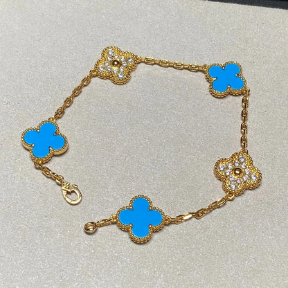 [Lume Jewelry]クローバー5モチーフ ブルーアゲート ブレスレット コレクション