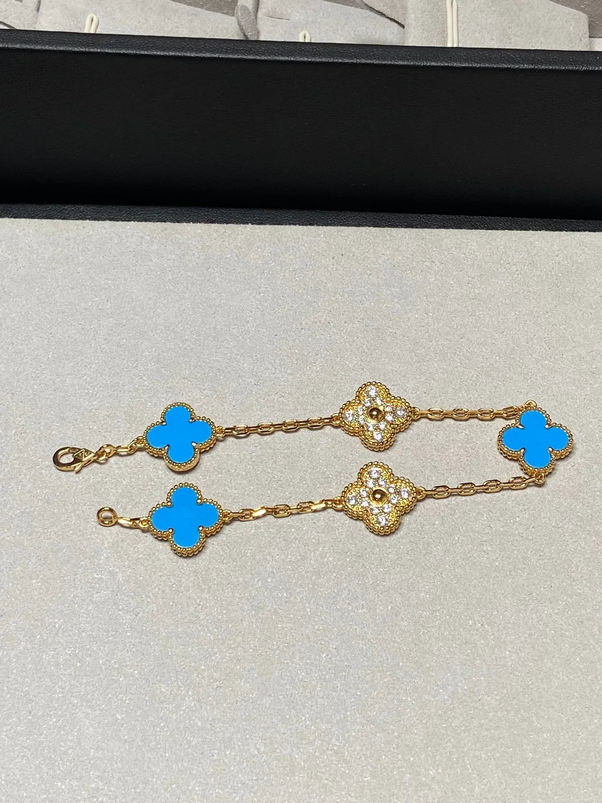 [Lume Jewelry]クローバー5モチーフ ブルーアゲート ブレスレット コレクション