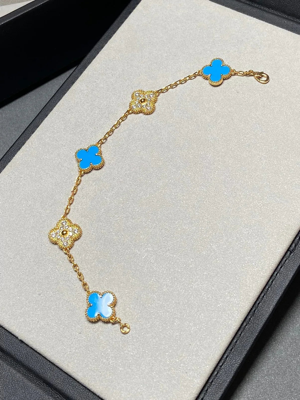 [Lume Jewelry]クローバー5モチーフ ブルーアゲート ブレスレット コレクション