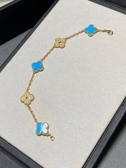 [Lume Jewelry]クローバー5モチーフ ブルーアゲート ブレスレット コレクション