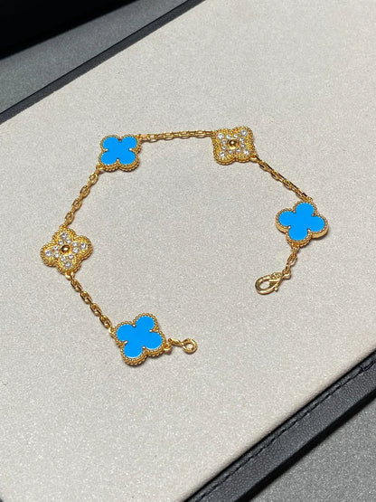 [Lume Jewelry]クローバー5モチーフ ブルーアゲート ブレスレット コレクション