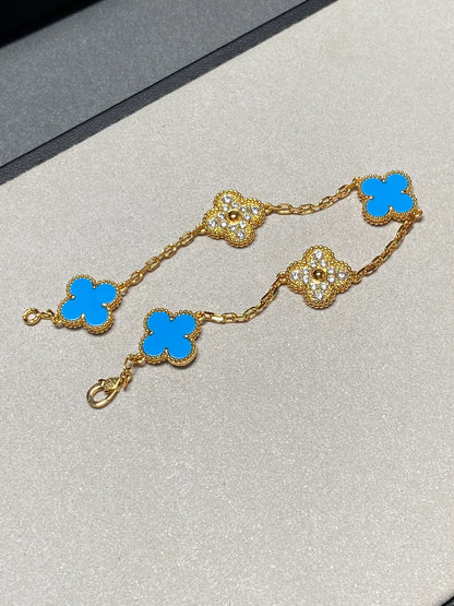 [Lume Jewelry]クローバー5モチーフ ブルーアゲート ブレスレット コレクション