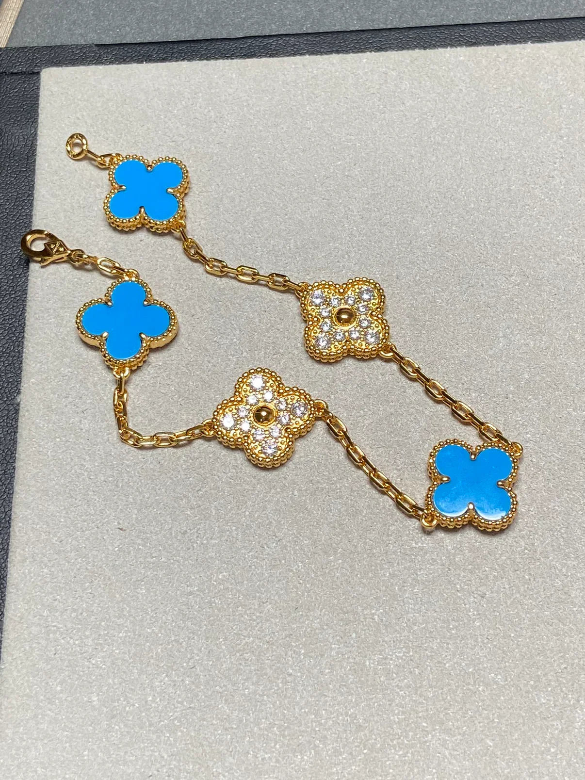 [Lume Jewelry]クローバー5モチーフ ブルーアゲート ブレスレット コレクション