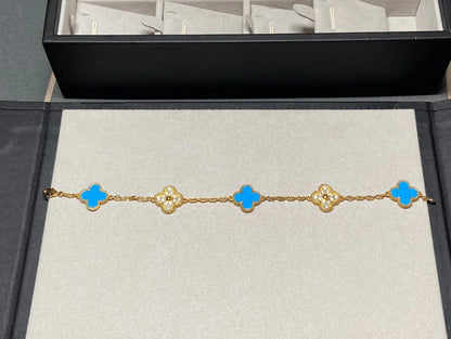 [Lume Jewelry]クローバー5モチーフ ブルーアゲート ブレスレット コレクション