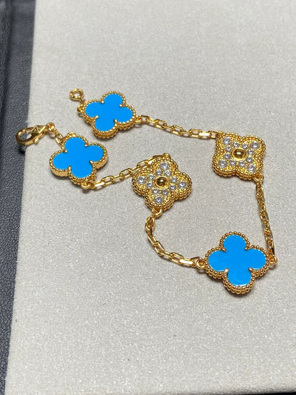 [Lume Jewelry]クローバー5モチーフ ブルーアゲート ブレスレット コレクション