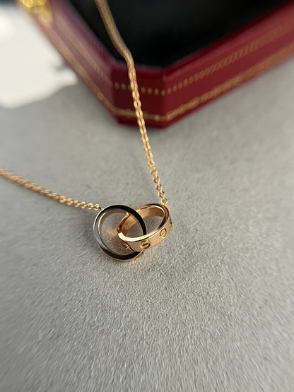 ®Lume Jewelry®ラブネックレス ダブルリング ピンクゴールド