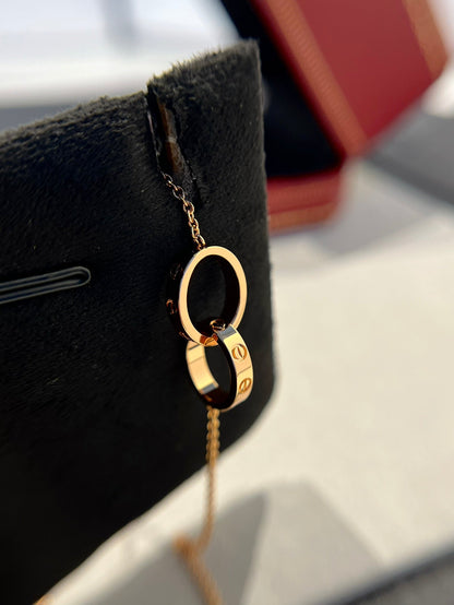 ®Lume Jewelry®ラブネックレス ダブルリング ピンクゴールド