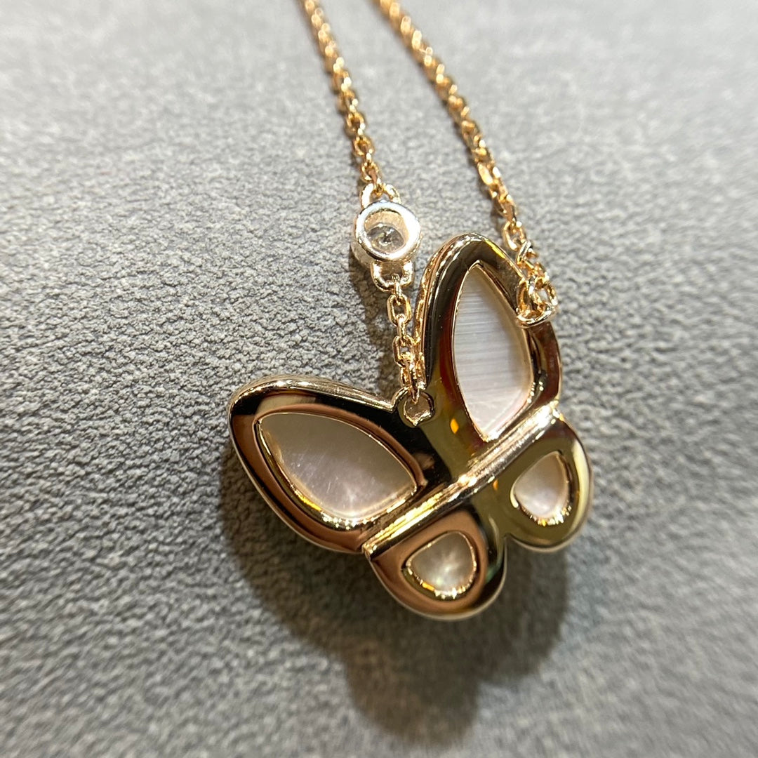 Lume JewelryバタフライMOPダイヤモンドネックレス