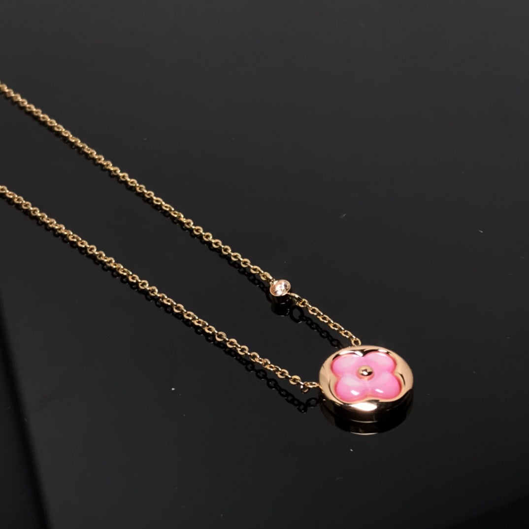 Lume Jewelry 「カラーブロッサム ピンクMOP サンゴールドネックレス」