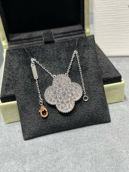 「Lume Jewelry」クローバー 25mm ラージペンダント ダイヤモンドパヴェ シルバーネックレス