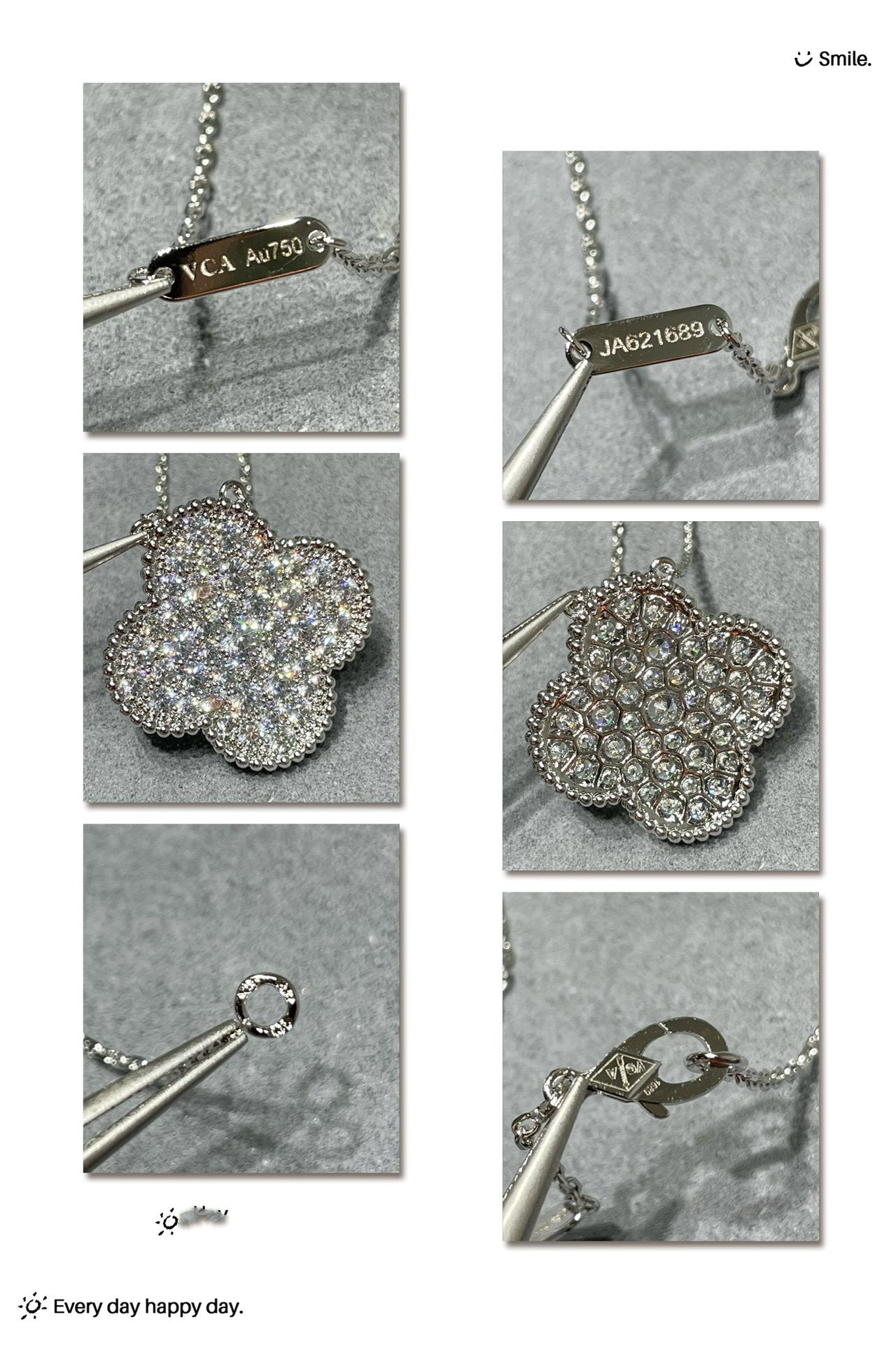 「Lume Jewelry」クローバー 25mm ラージペンダント ダイヤモンドパヴェ シルバーネックレス
