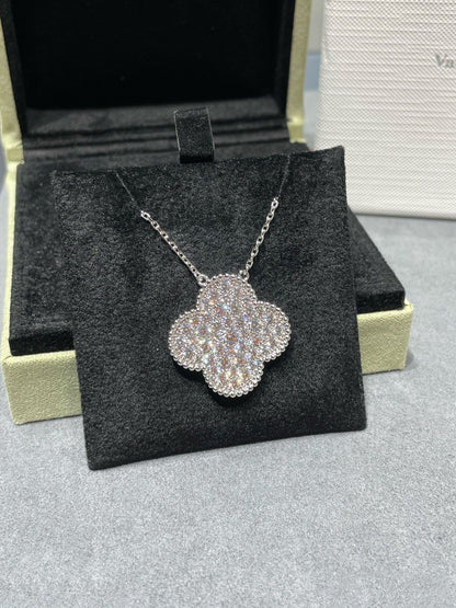 「Lume Jewelry」クローバー 25mm ラージペンダント ダイヤモンドパヴェ シルバーネックレス