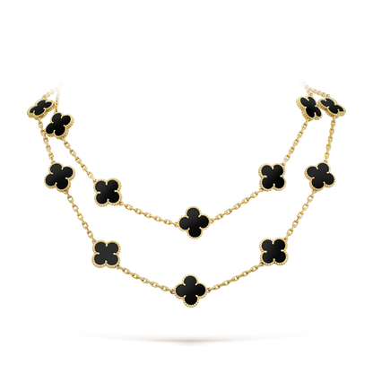 Lume Jewelry クローバー 20モチーフ オニキス ネックレス