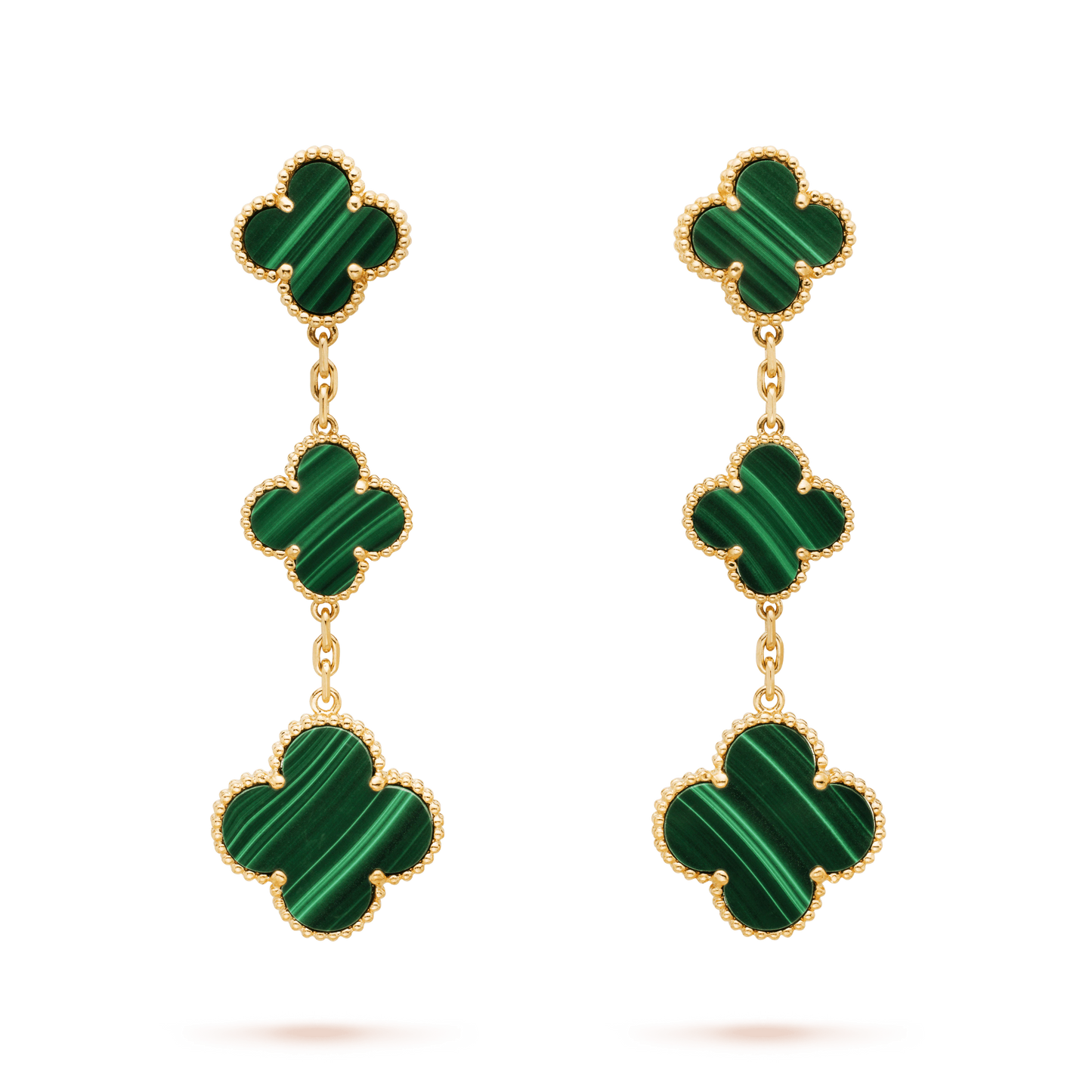 『Lume Jewelry』クローバー マラカイト 3モチーフ ゴールド