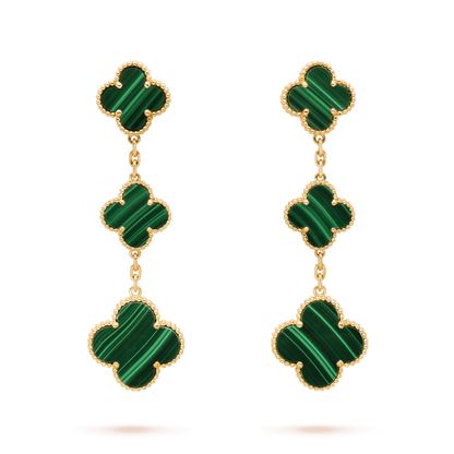 『Lume Jewelry』クローバー マラカイト 3モチーフ ゴールド