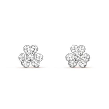 『Lume Jewelry』クローバー コスモス ダイヤモンドピアス シルバー