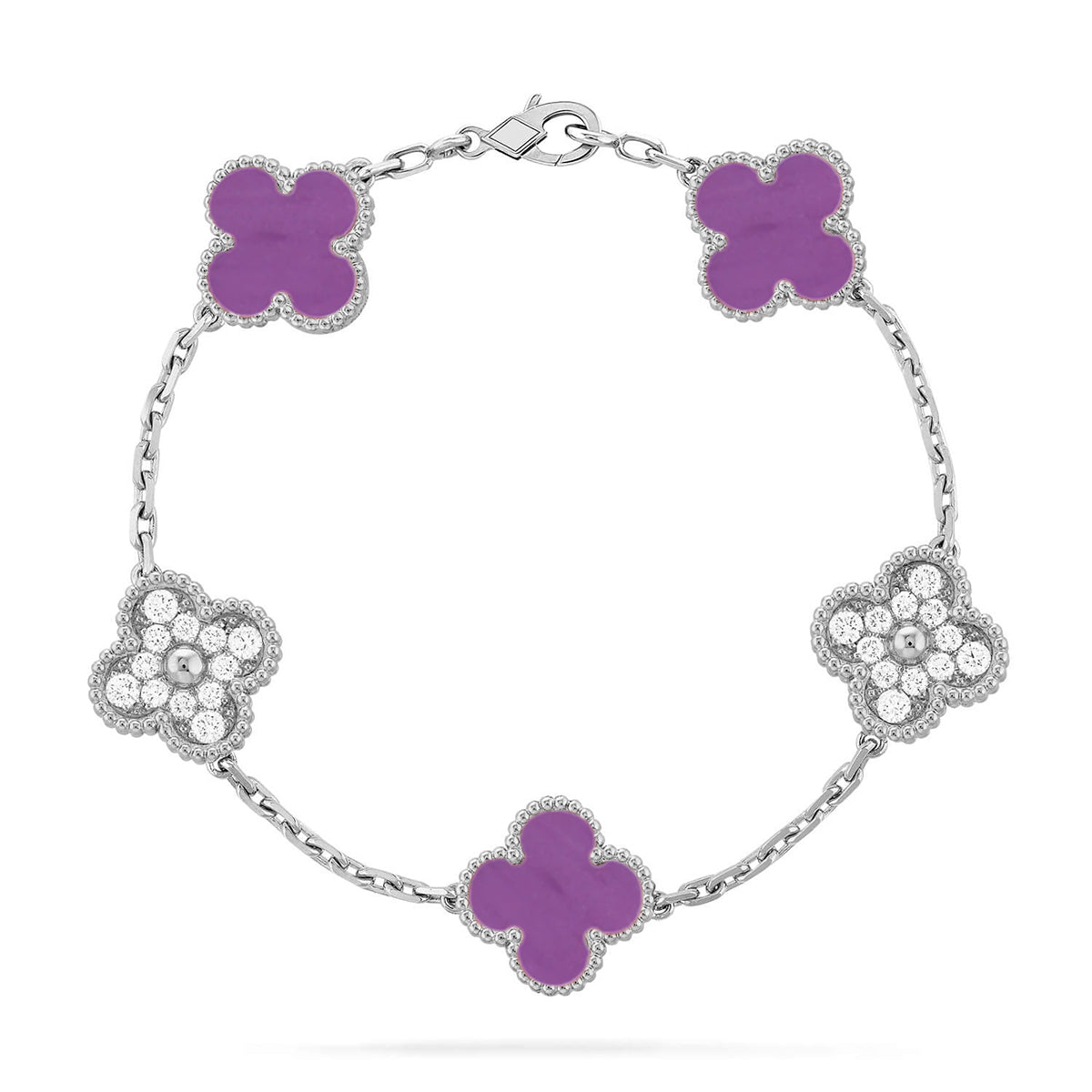 [Lume Jewelry]新作 クローバー 5モチーフ バイオレット ブレスレット コレクション