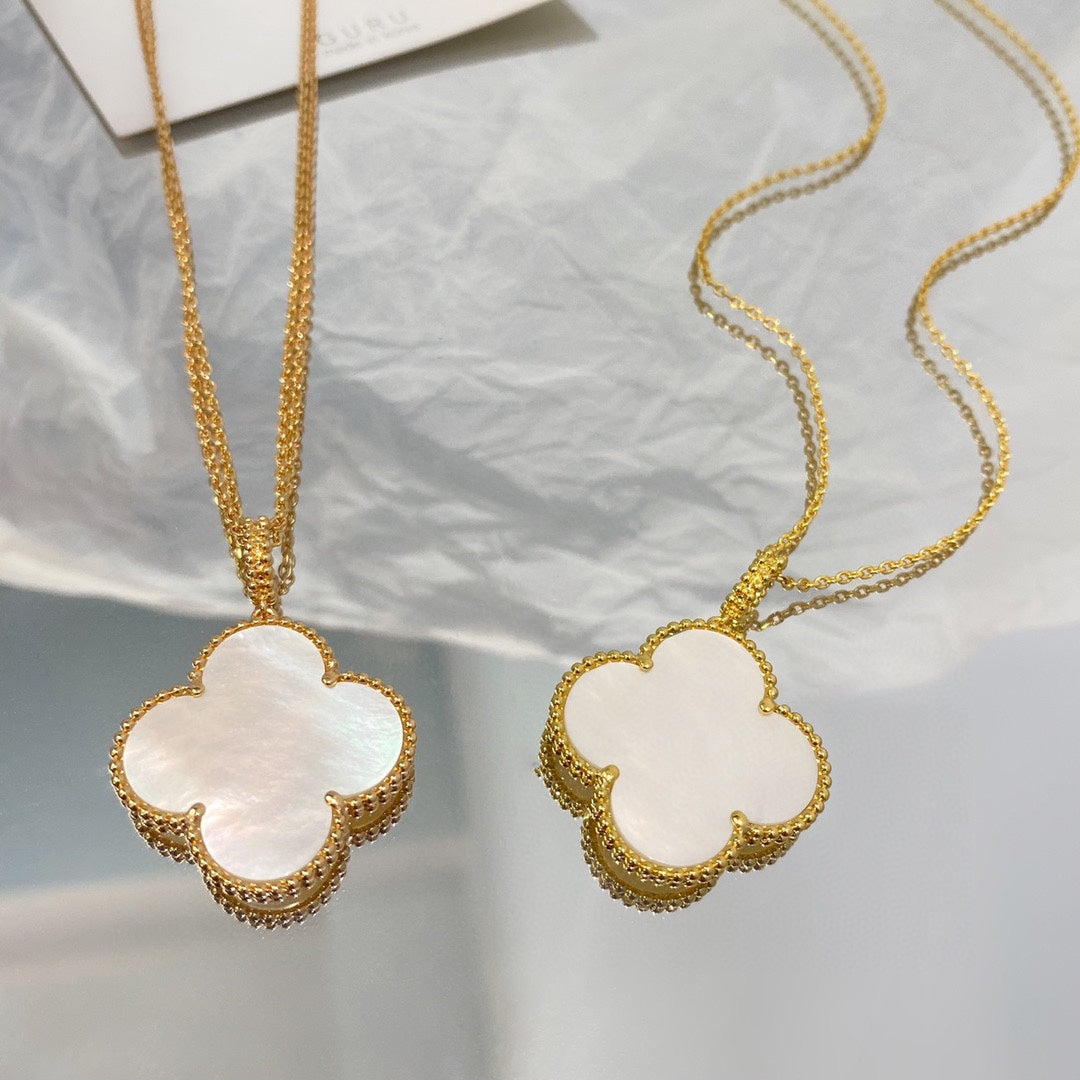 Lume Jewelry クローバー 25MM マザーオブパール ラージペンダントネックレス