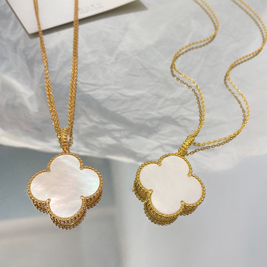 Lume Jewelry クローバー 25MM マザーオブパール ラージペンダントネックレス