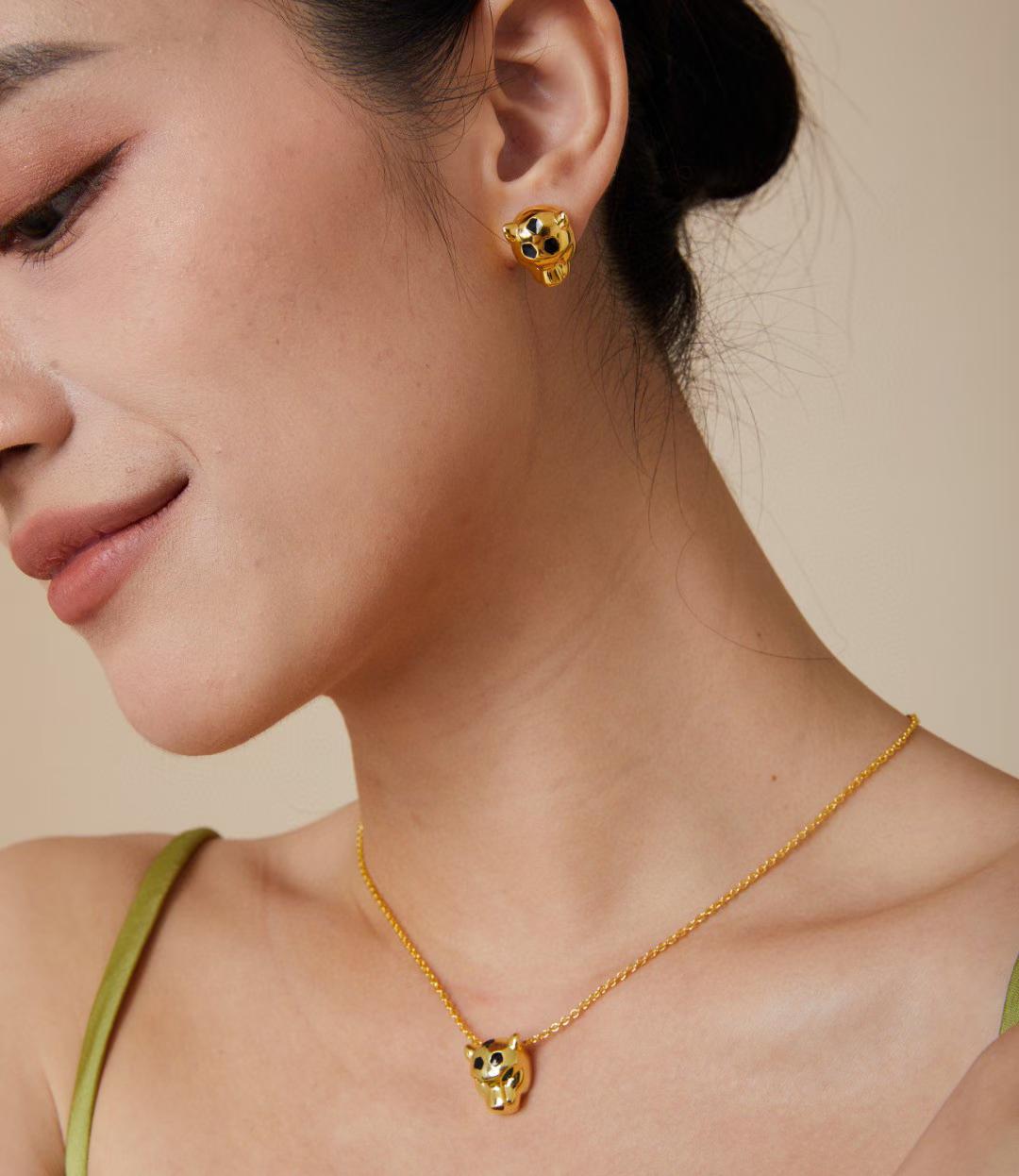 [Lume Jewelry] チータープリント スタッドイヤリング 3色