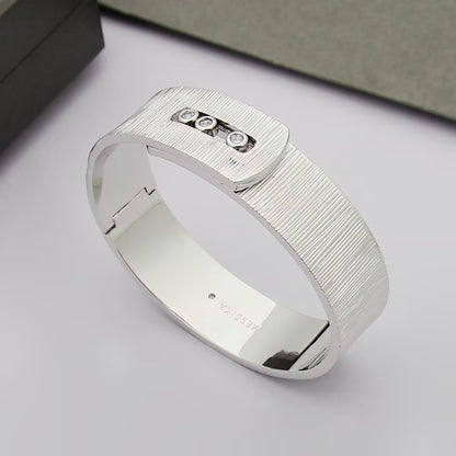 [Lume Jewelry]Polished Brushed Bangle, Large Engraved Sliding Bangle
