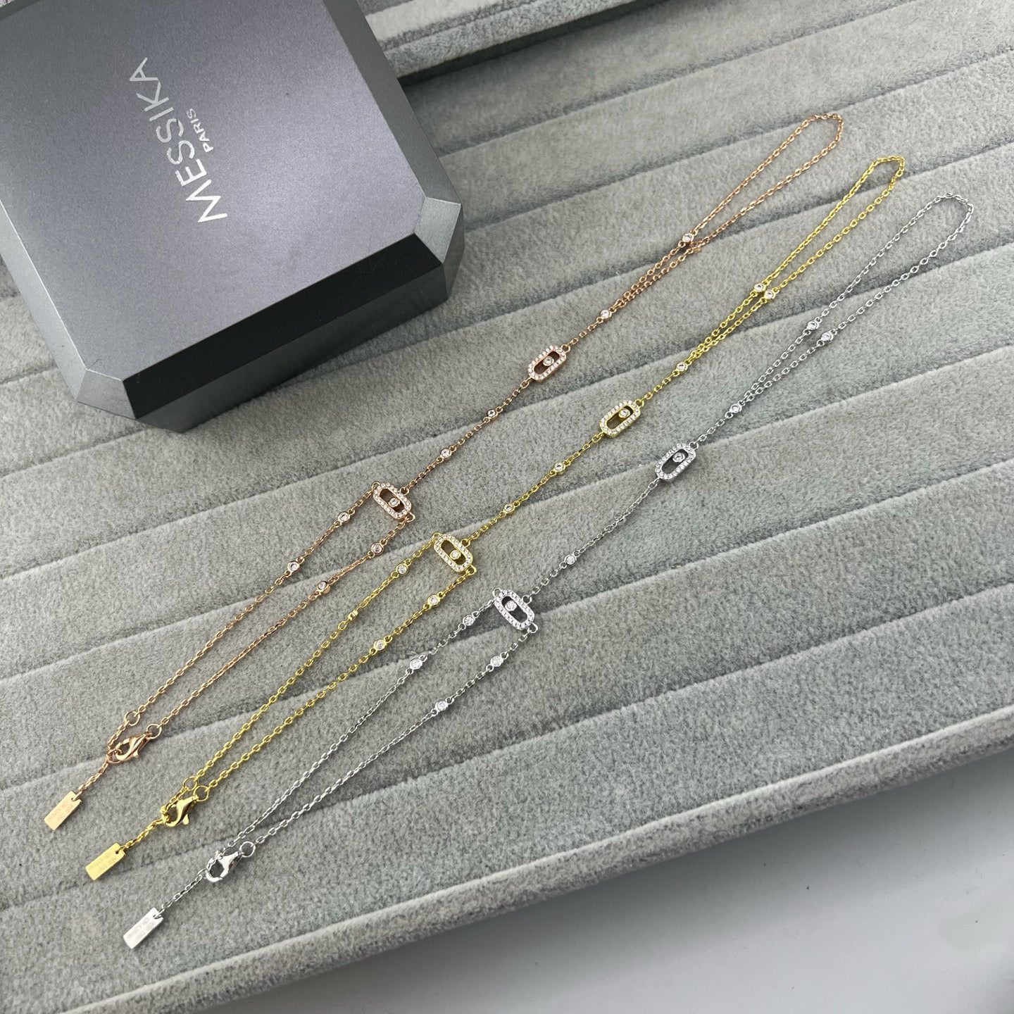 [Lume Jewelry] Flexible Arm Chain Bracelet with Sliding Diamonds