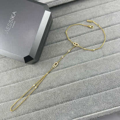 [Lume Jewelry] Flexible Arm Chain Bracelet with Sliding Diamonds