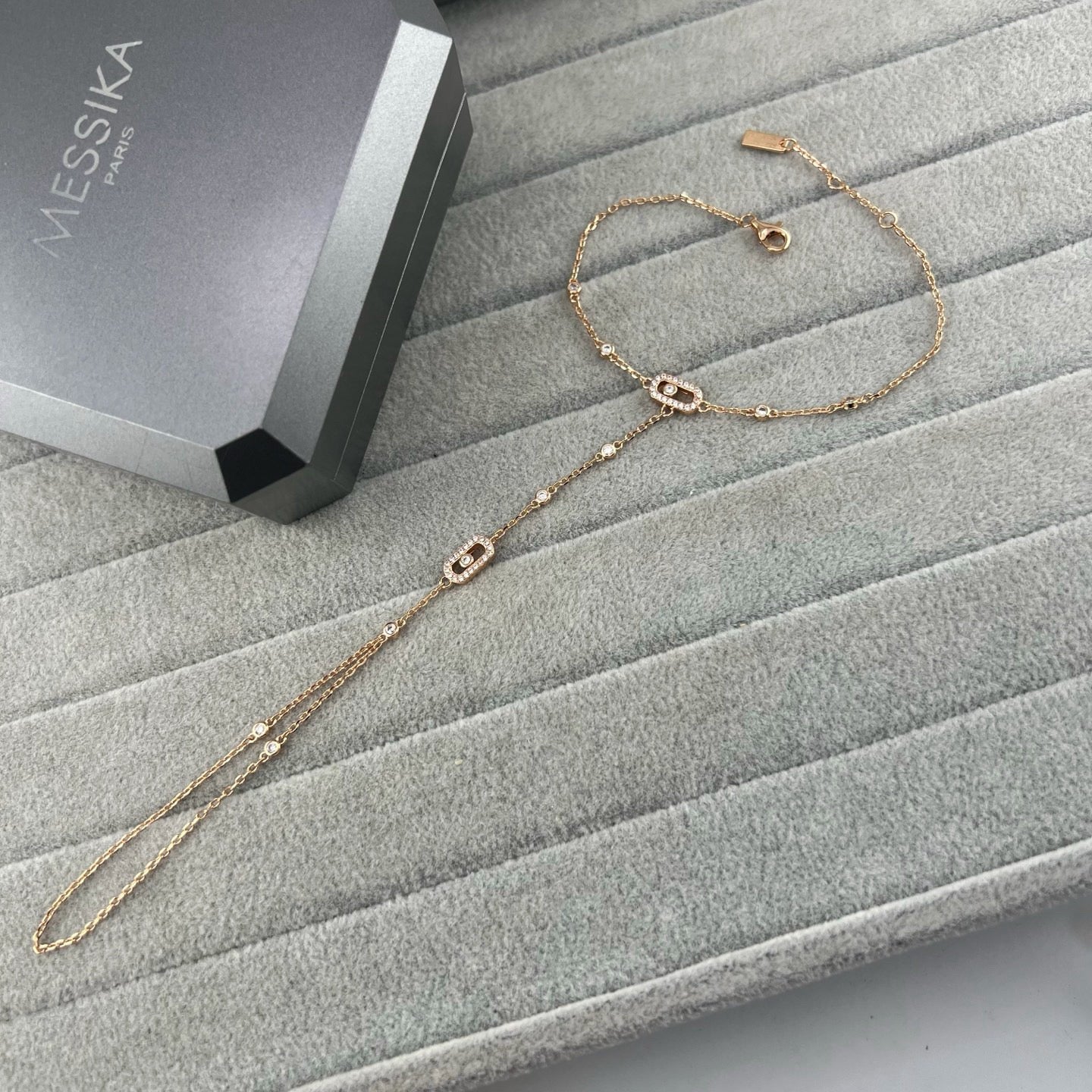 [Lume Jewelry] Flexible Arm Chain Bracelet with Sliding Diamonds