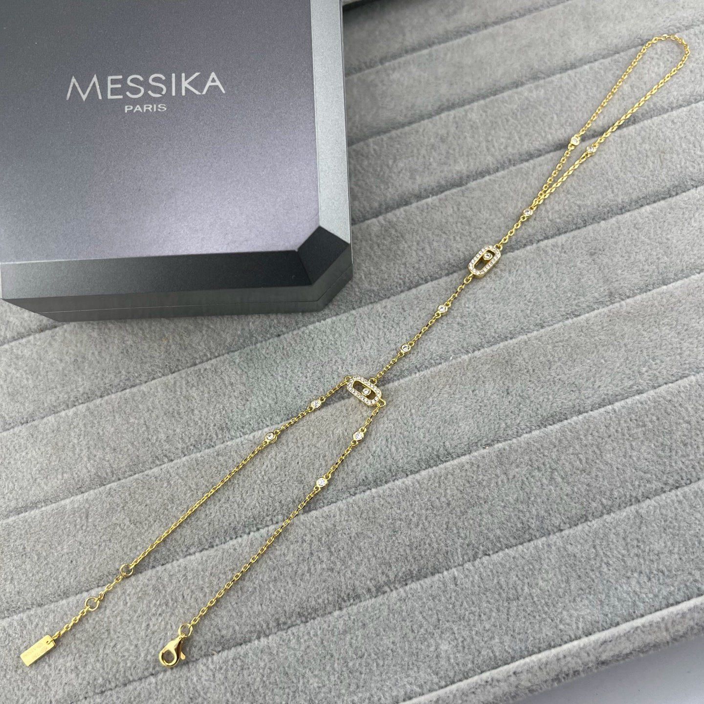 [Lume Jewelry] Flexible Arm Chain Bracelet with Sliding Diamonds