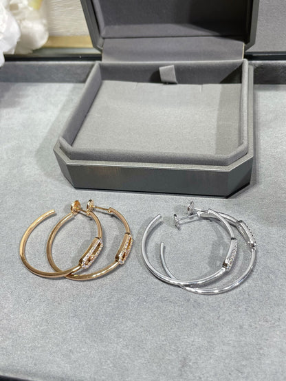 [Lume Jewelry]Move Sliding‑Diamond Hoop Earrings