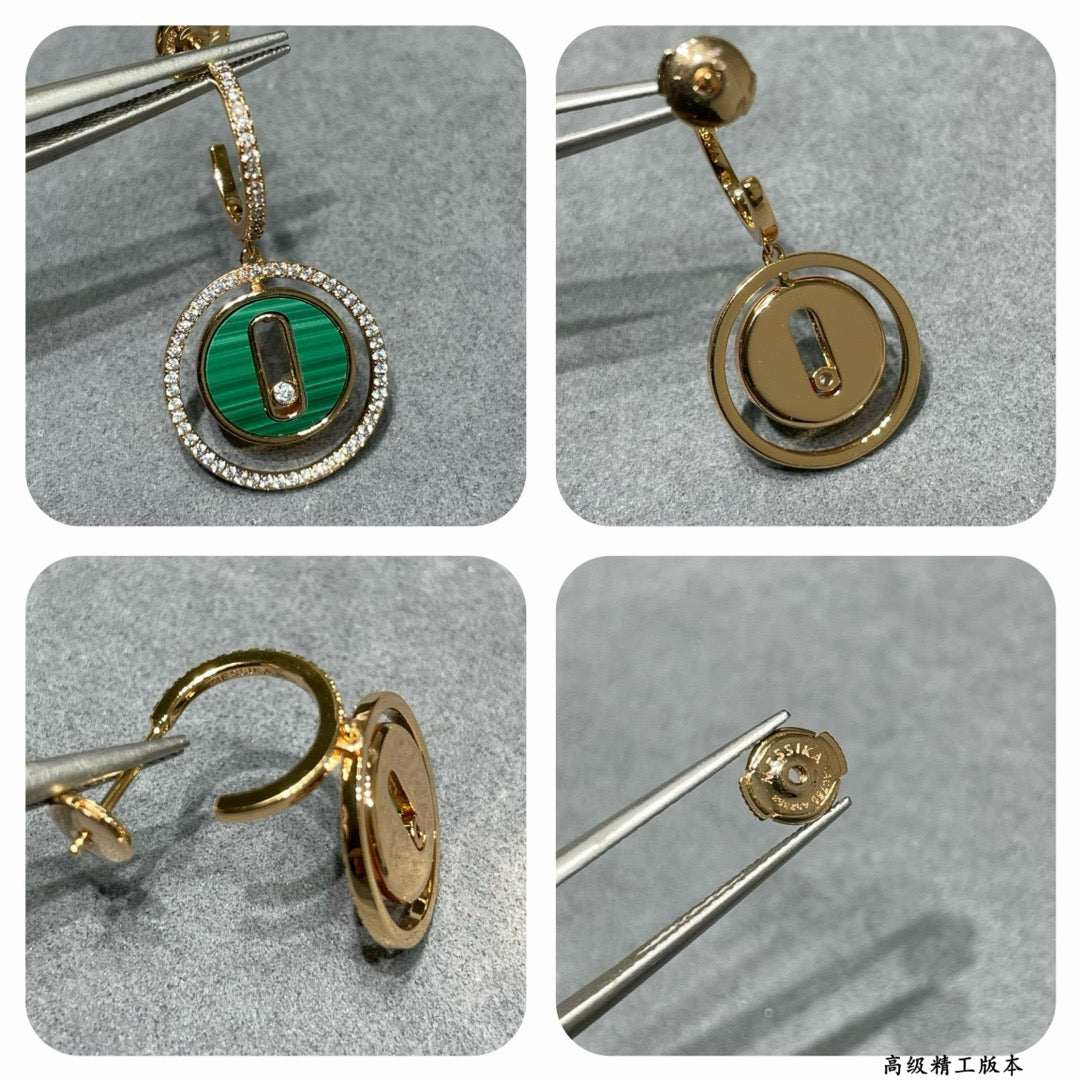 [Lume Jewelry]LUCKY MOVE Sliding‑diamond C‑shape Ear Hoops