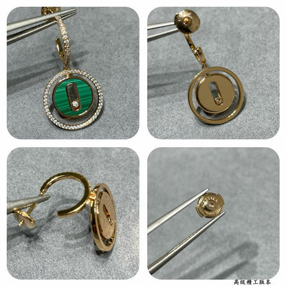 [Lume Jewelry]LUCKY MOVE Sliding‑diamond C‑shape Ear Hoops