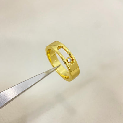 [Lume Jewelry]Move Wide Band Single Moving Diamond Ring