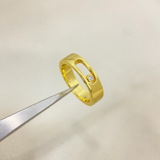 [Lume Jewelry]Move Wide Band Single Moving Diamond Ring
