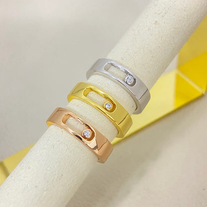 [Lume Jewelry]Move Wide Band Single Moving Diamond Ring