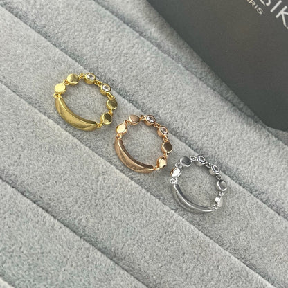 [Lume Jewelry]Move Link Chain Ring with Two Moving Diamonds