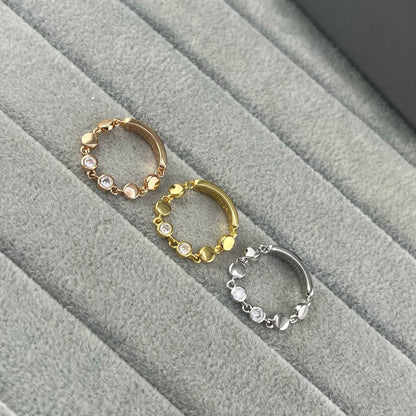 [Lume Jewelry]Move Link Chain Ring with Two Moving Diamonds
