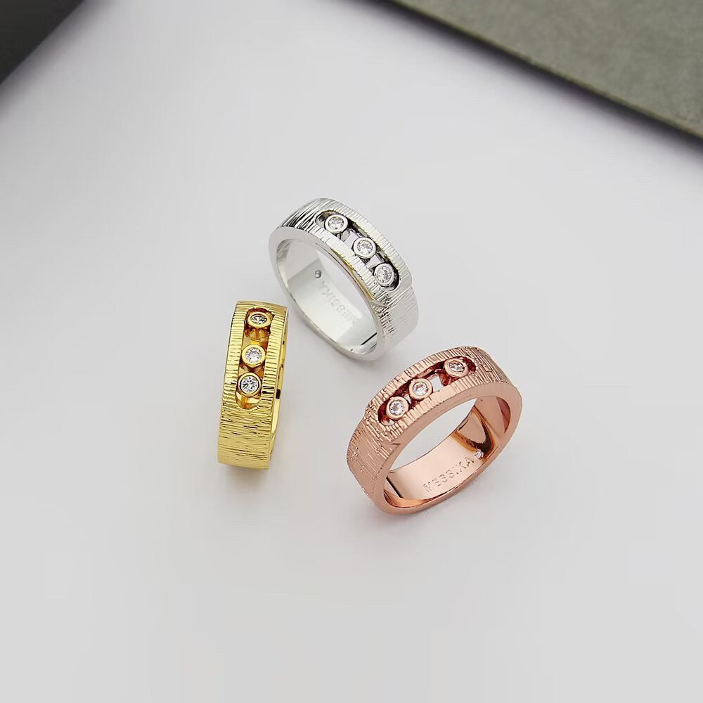 [Lume Jewelry]Move Wide 3 Moving Diamond Men's Ring
