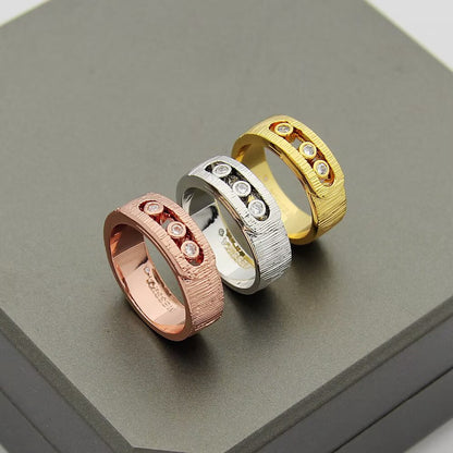 [Lume Jewelry]Move Wide 3 Moving Diamond Men's Ring