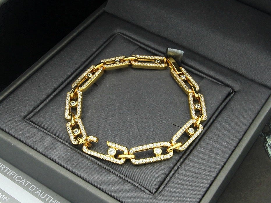 [Lume Jewelry]Large Full Diamond Unisex Sliding Bracelet with Moissanite
