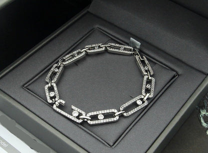 [Lume Jewelry]Large Full Diamond Unisex Sliding Bracelet with Moissanite