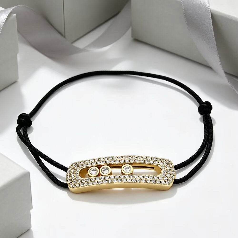 [Lume Jewelry]Care(Large-4mm) pink cord pavé bracelet