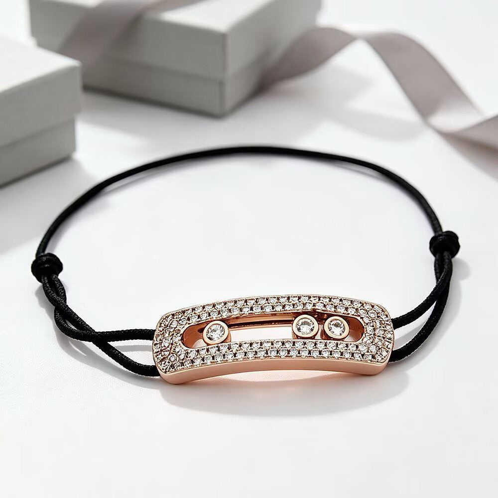 [Lume Jewelry]Care(Large-4mm) pink cord pavé bracelet