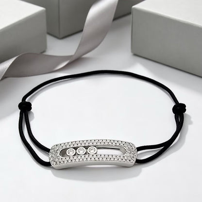[Lume Jewelry]Care(Large-4mm) pink cord pavé bracelet