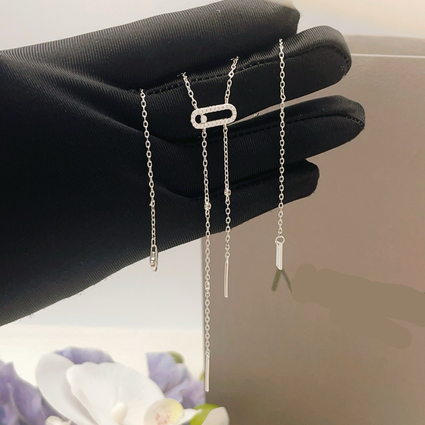 [Lume Jewelry] Moderniste Pavé Diamond Lariat Tie Necklace